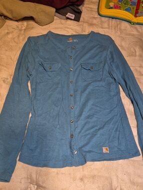 Carhartt Blue Long-Sleeve Button Front Shirt